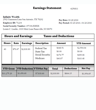 Paystub template, simple 1